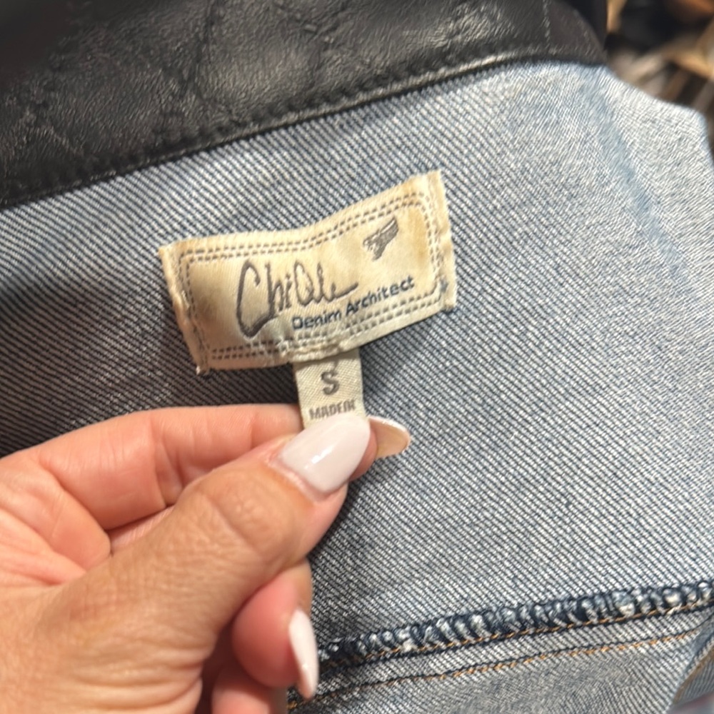 Francesca’s Women's Denim and Black faux leather  Jacket - Picture 7 of 9